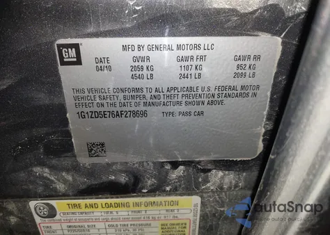 2010 Chevrolet Malibu Lt from USA, damaged, VIN 1G1ZD5E76AF278696